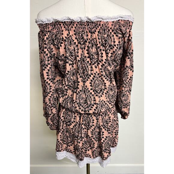 Free People XS Off The Shoulder Pink Peasant Dress Boho Hippie USA Made - Picture 2 of 10